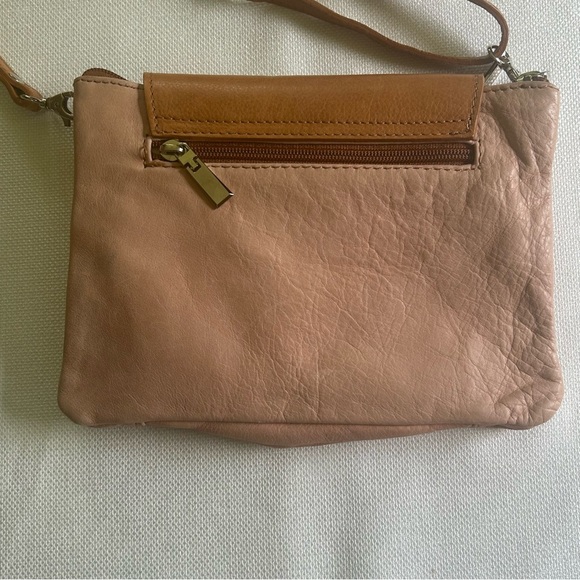 La Borsa Genuine Leather from Italy Crossbody/Wristlet Purse Tan Pale Pink - Picture 4 of 15